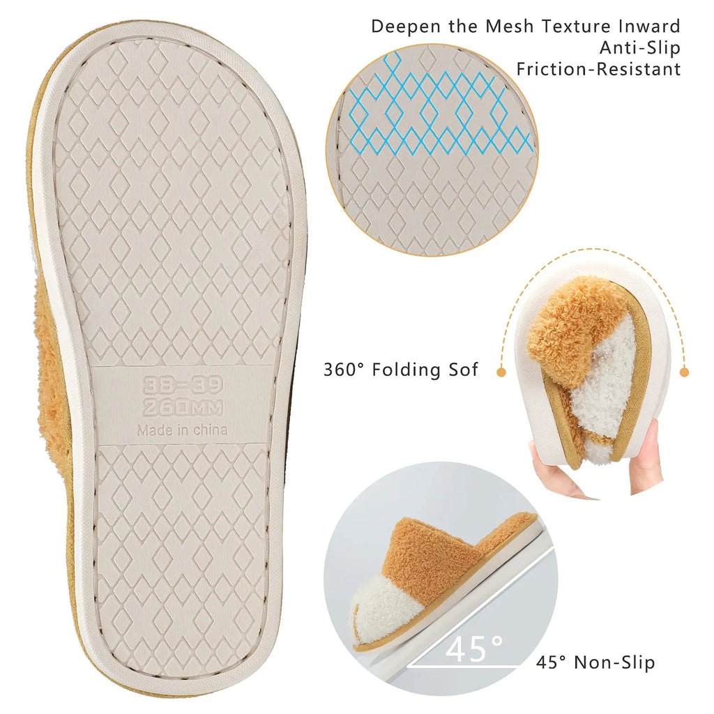 Crestar Women's Cat Paw Cozy Slippers Indoor Warm Gifts for Women Men with Memory Foam Trendy Cute Fuzzy Winter House Shoes