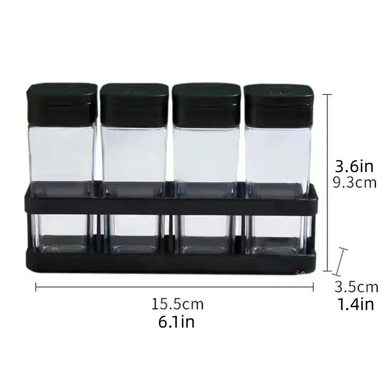 Spice Organizer Set 4-in-1 - Stackable Kitchen Bottles, Airtight Lids for Salt Pepper Baking,Countertop Space Saver Jars