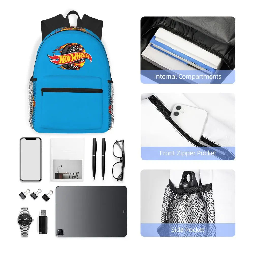 Hot Wheels Race Student Backpack School Bag Hiking Travel Daypack for Men Women Bookbag Shoulder Bags