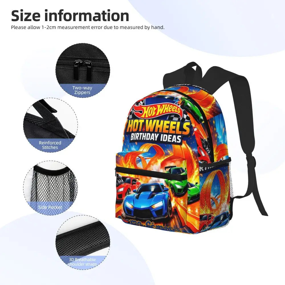Hot Wheels Race Student Backpack School Bag Hiking Travel Daypack for Men Women Bookbag Shoulder Bags