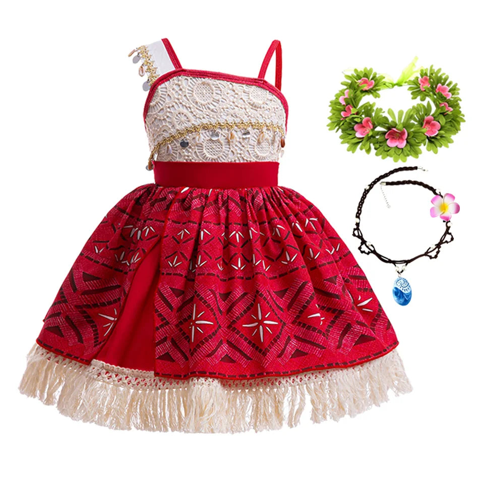 New Movie Girl Dress 2026 Halloween Party Ocean Adventure Costume Princess Clothes Children Vaiana Outfit Dress