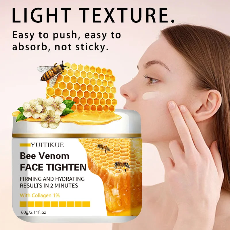 60g Bee Venom Face Tightening Cream With Collagen Vitamin E Hyaluronic Acid Hypoallergenic Deep Moisturizer For All Skin Types