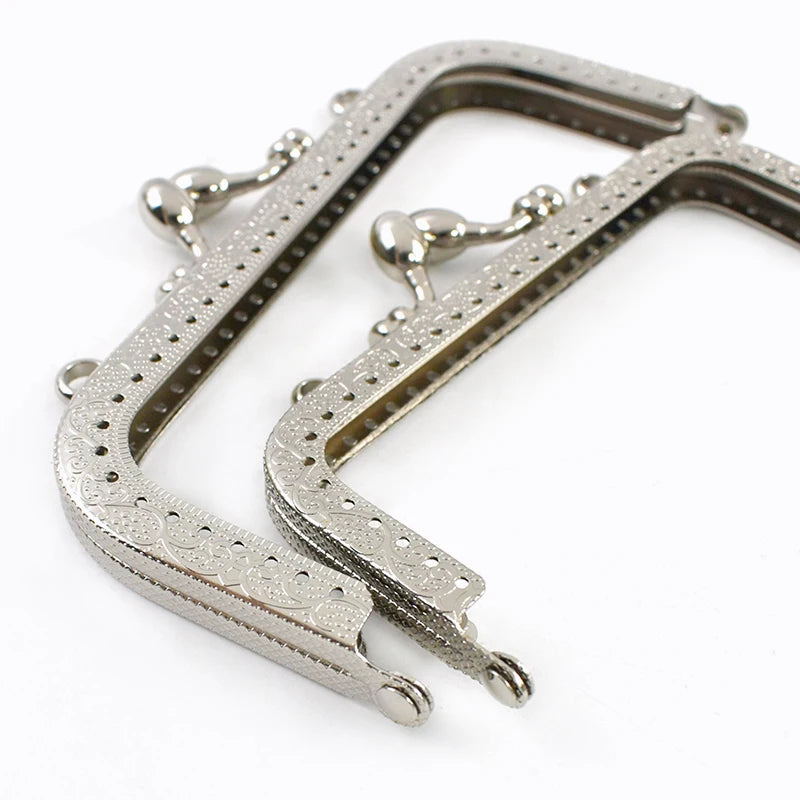 1/2/5Pcs Silver Embossed Metal Purse Frame Kiss Clasp  8.5-20cm Bag Handle for Handbag Wallet WovenBag DIY Handmade Accessories