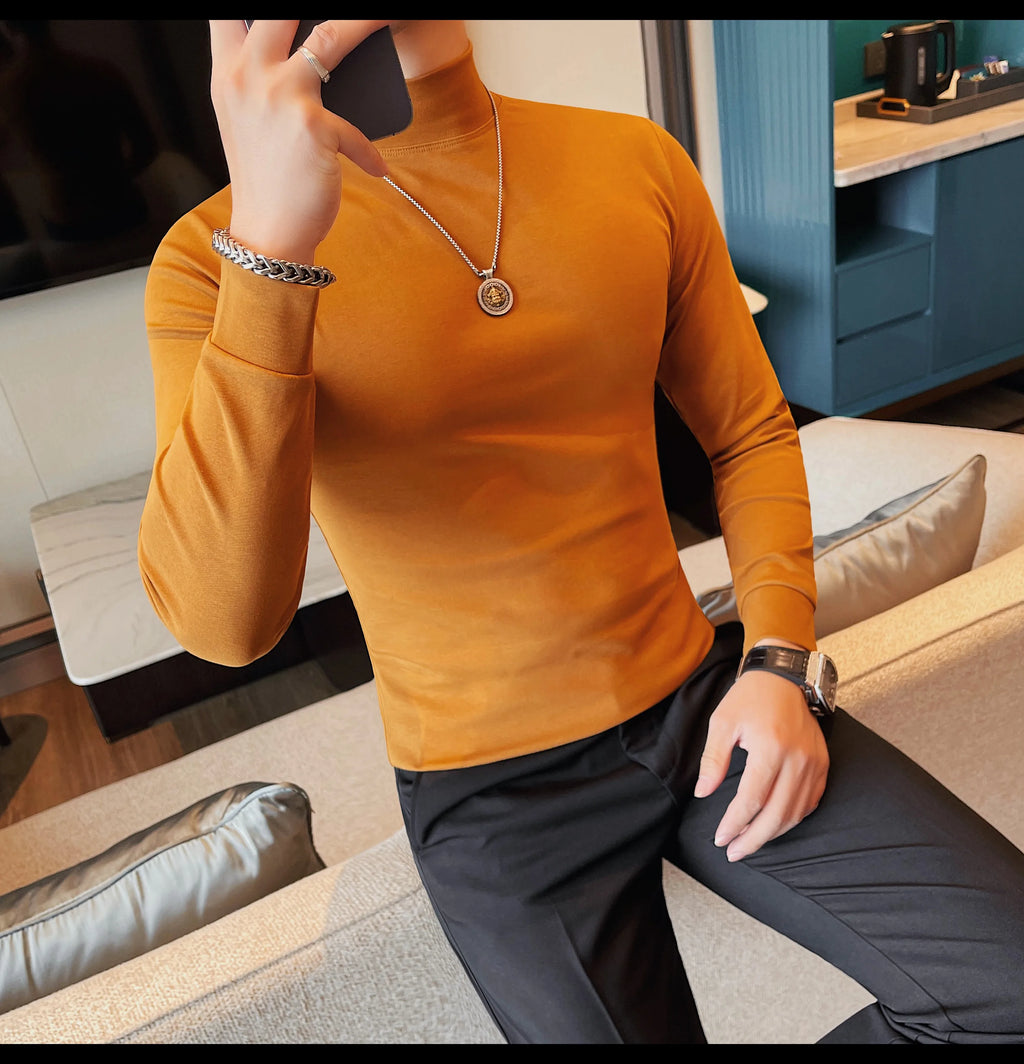 Men's T Shirts Autumn Winter New Turtleneck Long Sleeve T-Shirts For Men Clothing 2025 Slim Fit Casual Basic Tee Shirt Homme 5XL