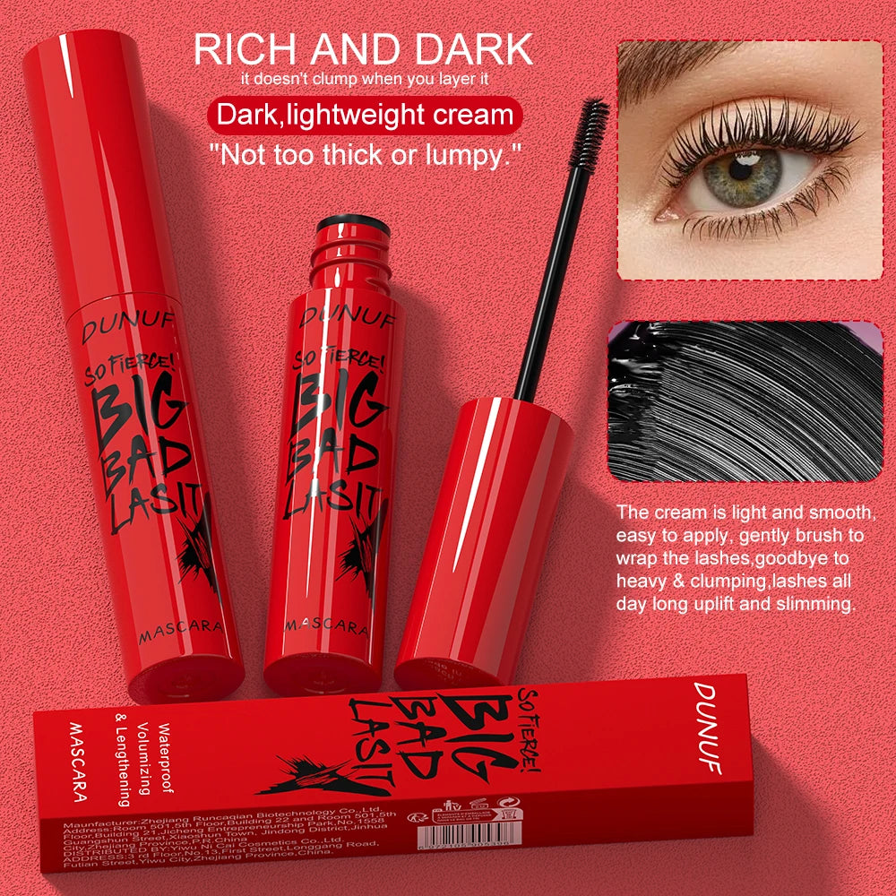DUNUF Long-Lasting Mascara 1 Pcs Waterproof Sweat-Proof Non-Smudging Thin Thick Curling Beginner Friendly Makeup Product