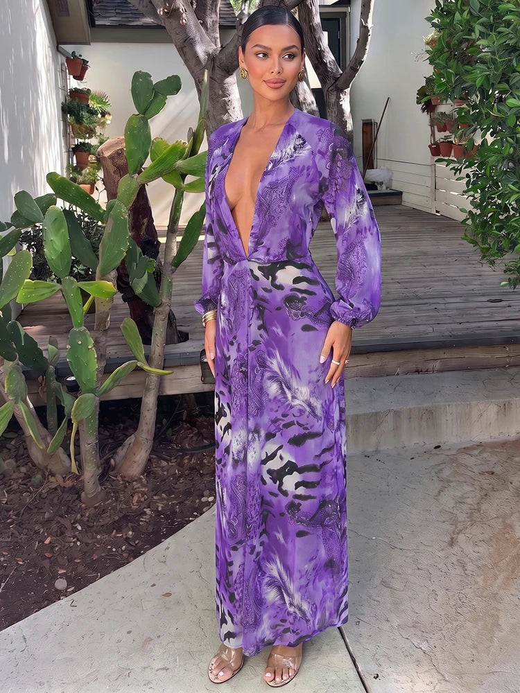 Sisterlinda Women's Tiger-Print Long Dress