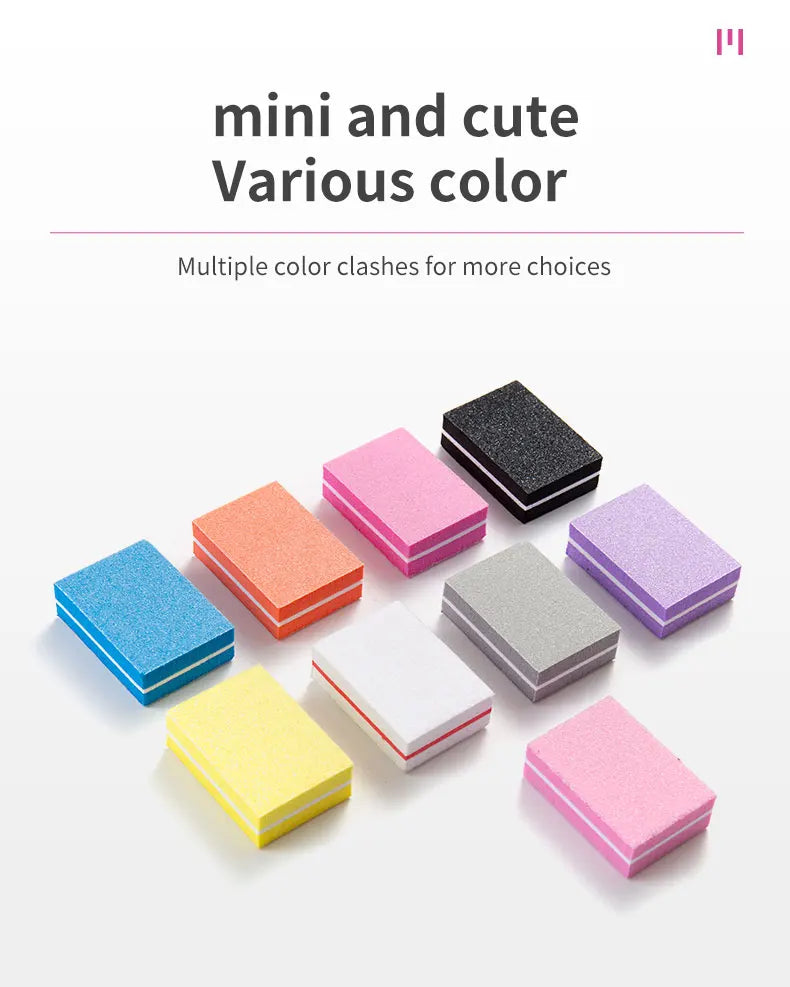 50Pcs/pack Mini Sponge Nail Buffer Block Double Sided Texture Nail File Buffers For Nail Pre-processing Polish Nails Accessories