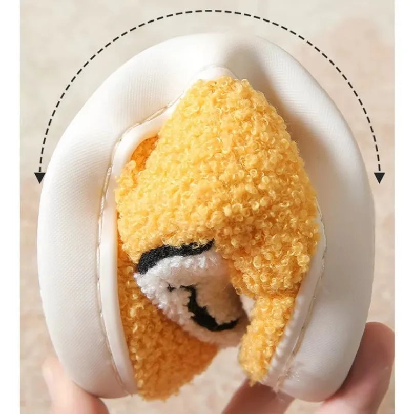 Fuzzy Smile Face Women man Slipper Kawaii Cartoon Plush Contton Indoor Funny Cute Winter Warm Floor house Home Non slip Shoes