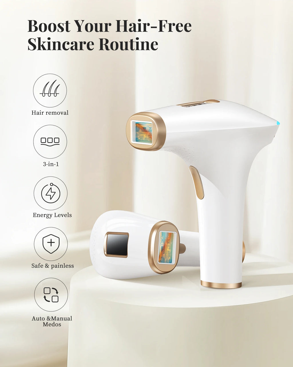 IPL Hair Removal 999900 Flashes IPL Device HR/RA/SC 3 in 1 Epilator Device 5c㎡ Flash Window 17.6J for Facial Legs Arms Bikinis Whole Body Use