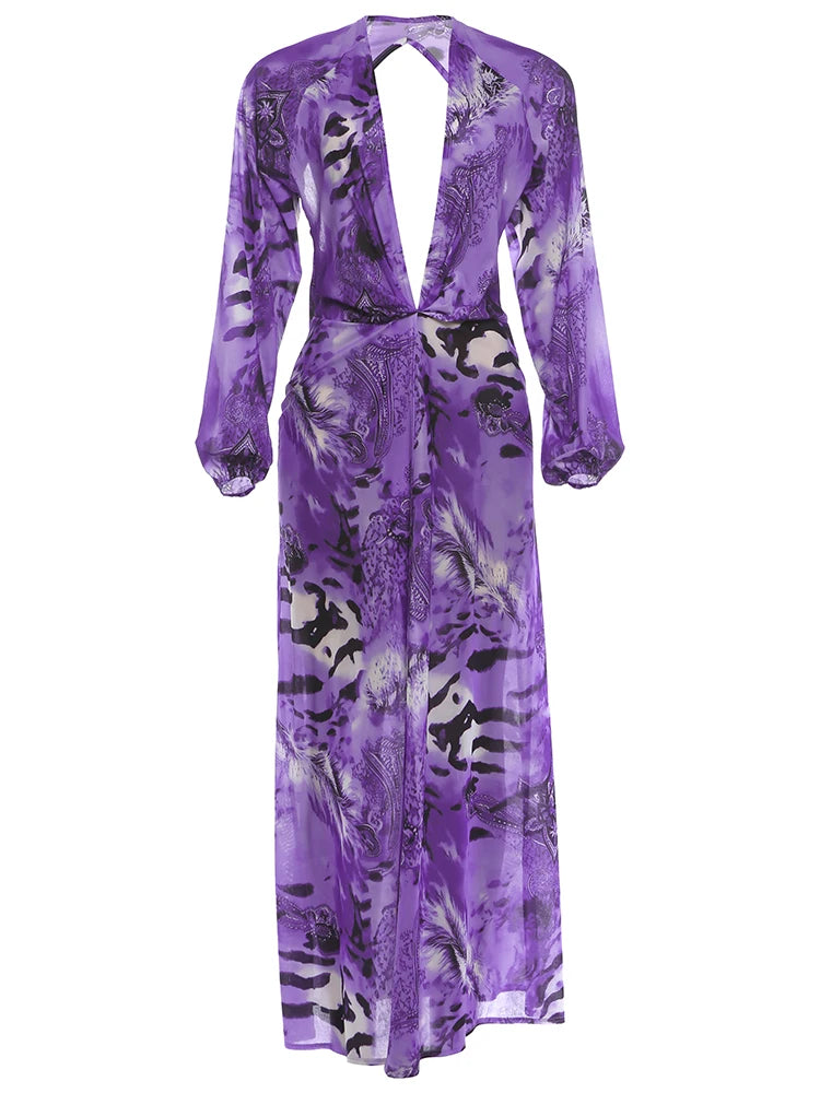 Sisterlinda Women's Tiger-Print Long Dress