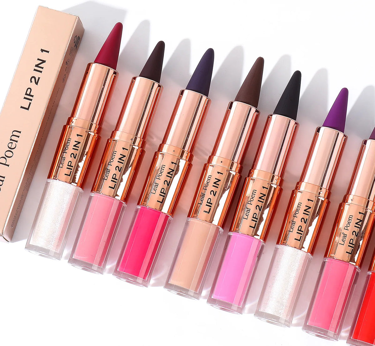 Sexy Red Black Lipstick Waterproof Lipliner Makeup Black Purple Rose Double Head Matte Lipgloss Tapered Lip Liner Contour Pencil