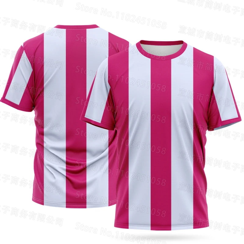 Summer Men Competition Team T-Shirts Fashion Striped Sports Shirt  Children Top Adult Women Tees Fitness Running Clothes