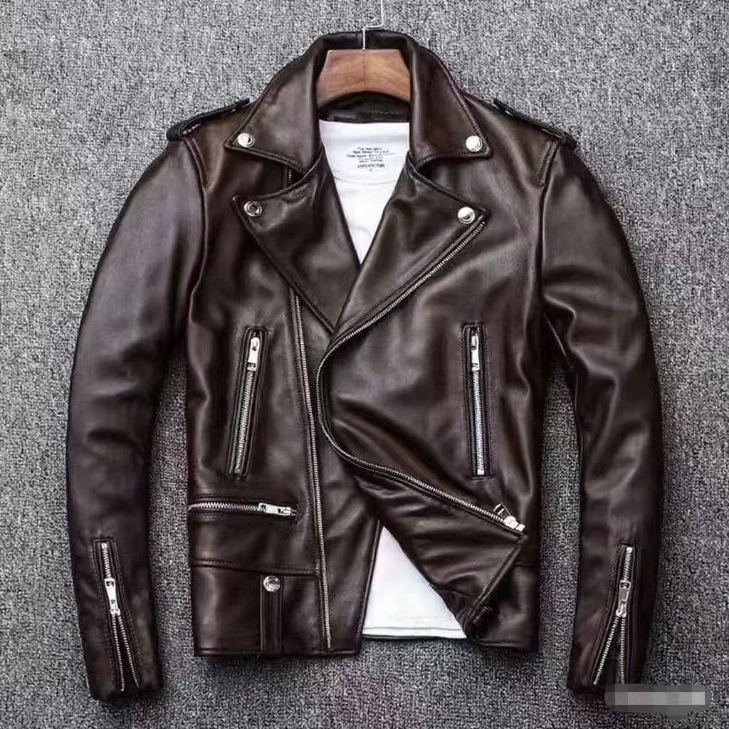 New Fashion Autumn Winter Men Solid Color Long Sleeve Zipper Slim Simple Trendy Faux Leather Coats Male Streetwear Top Clothes