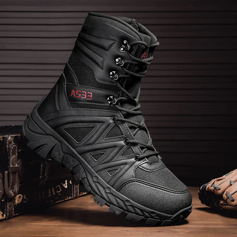 Men's High-Top Outdoor Boots Autumn Winter New Style Climbing Mountain Off-Road Tactical Boots Large Size Comfortable Shoes