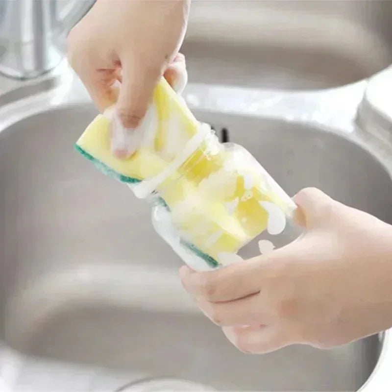 Magic Cleaning Sponge, Double-Sided Highly Absorbent, Rust & Grease Remover, Kitchen Scrub Brush, Pot Cleaner Tool