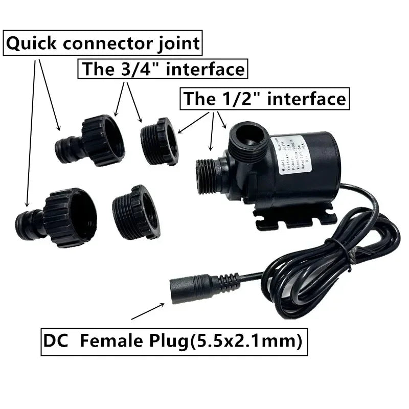 Water Pump 12V DC 24V Mini Brass Quick Joint Brushless Heater Solar Hot Water Pumps 1/2' The Fish Tank Submersible Pump