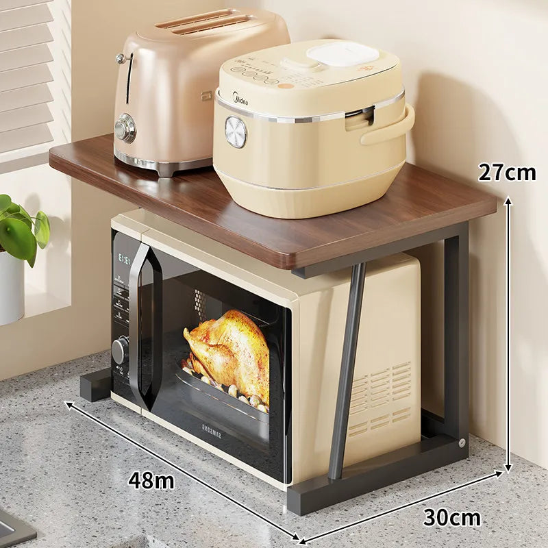 Microwave Oven Rack Kitchen Countertop Storage Shelf Wood Metal Stand for Microwave Toaster Pot Organizer Kitchen Organizer