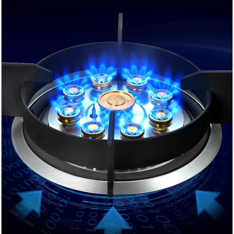 Gas stove with 9-hole dual burner, natural gas with built-in flameout protection, liquefied gas, household kitchen