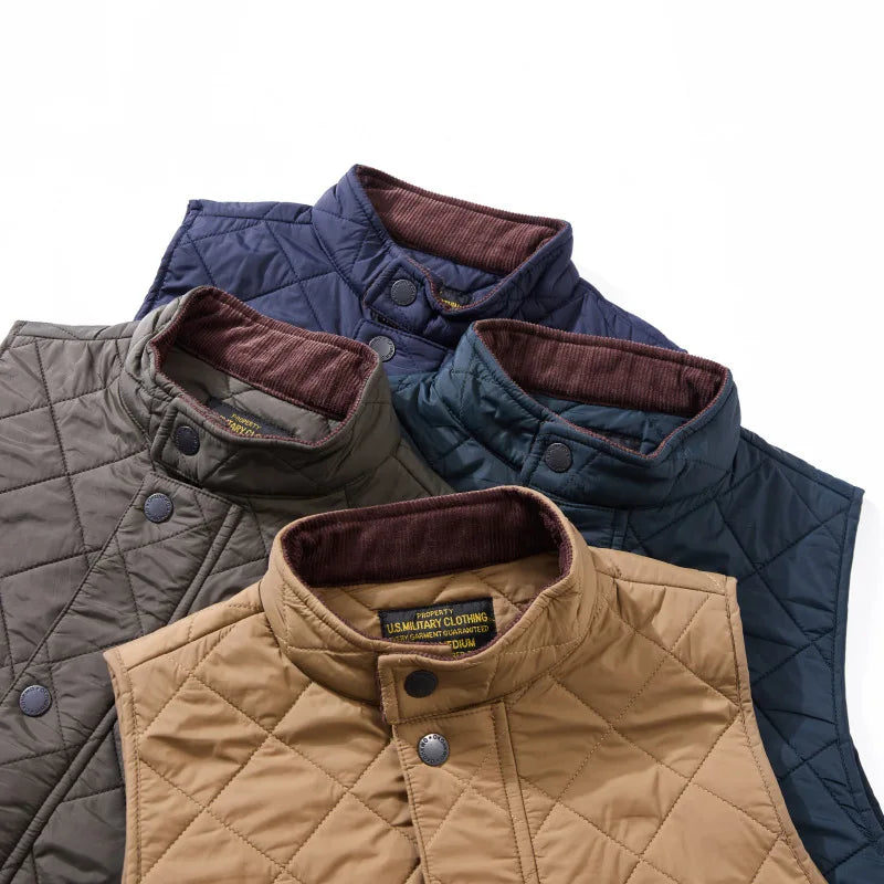 New corduroy thick plus cotton quilted vest for men for autumn and winter