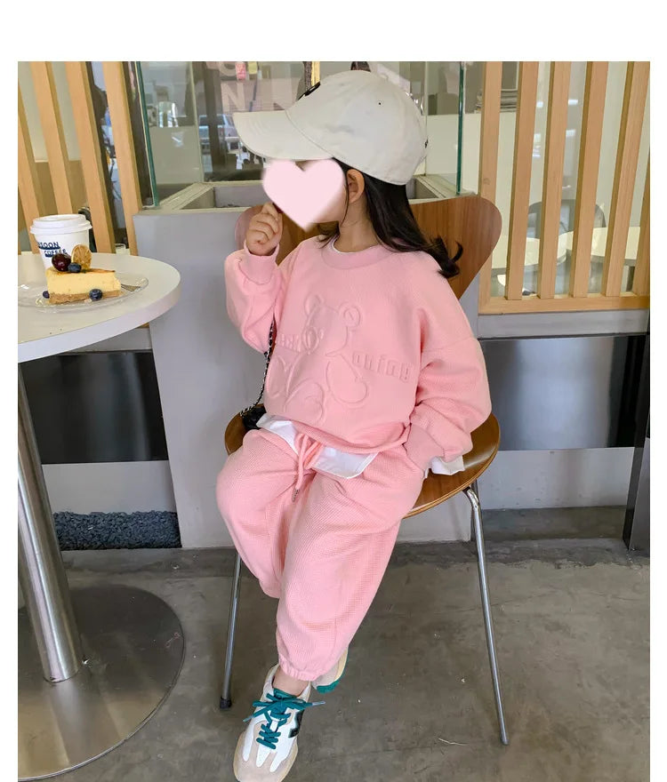 2026 Spring Children's Spring Clothes Round Neck Long Sleeve Sweater Boys and Girls Trendy Baby Stylish Children's Clothing 2PCS