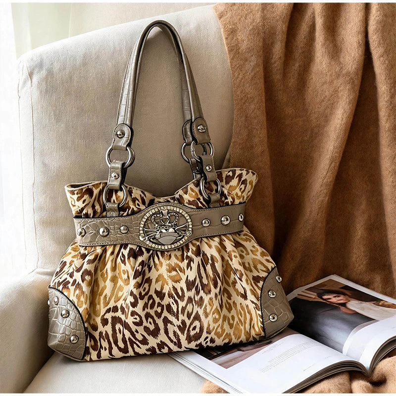 Luxury Women Rivet Handbag,Y2k Girls Metal Studded Underarm Shoulder Bag,Niche Belt Buckle Commuter Chic East-West Tote Bag