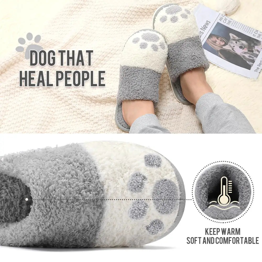 Crestar Women's Cat Paw Cozy Slippers Indoor Warm Gifts for Women Men with Memory Foam Trendy Cute Fuzzy Winter House Shoes