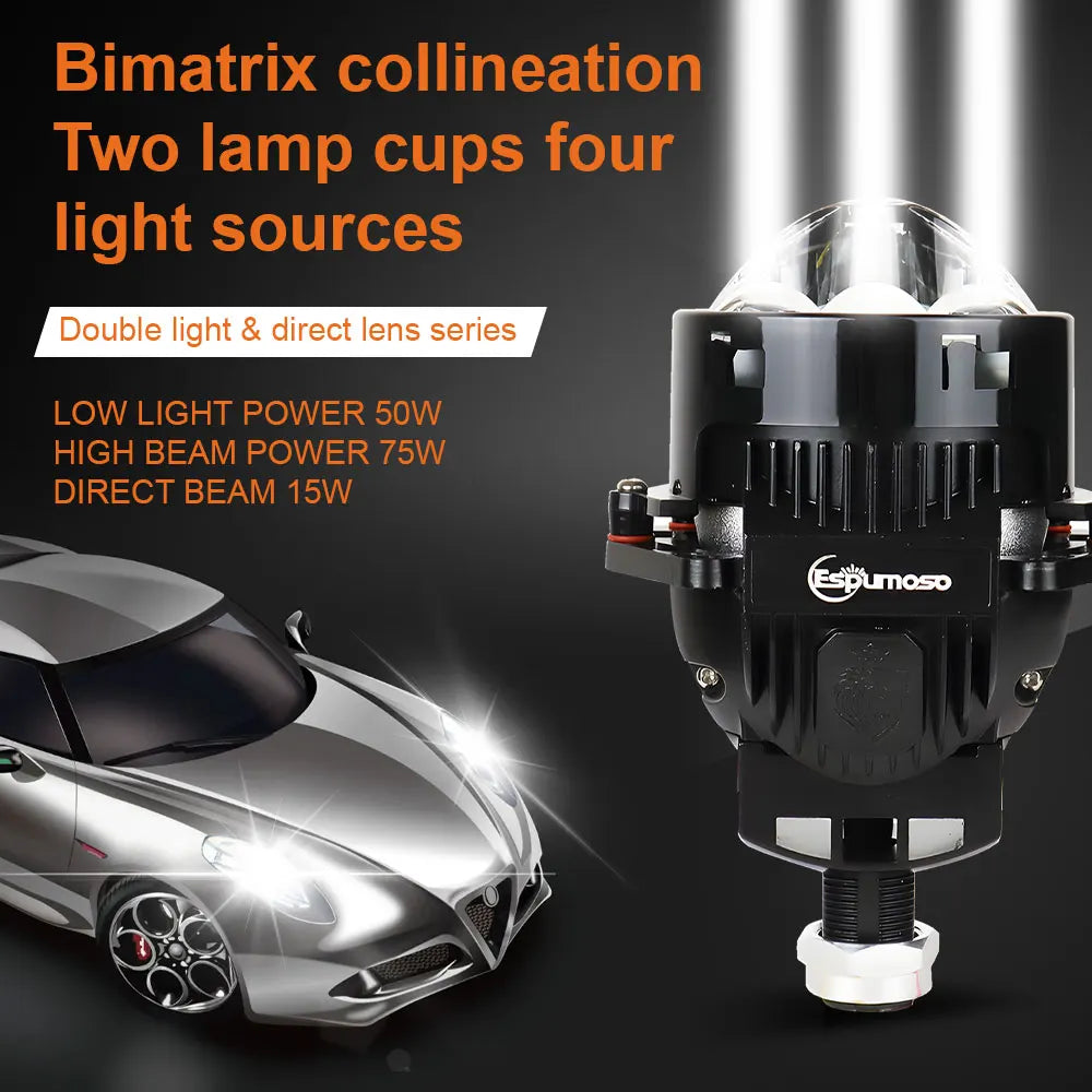 3 Inch 6000K Bi-LED Projector Lenses Dual Hyperboloid Lens For Hella 3R H4 H7 9005/9006 Car Headlight Upgrade Retrofit Kit Turbo