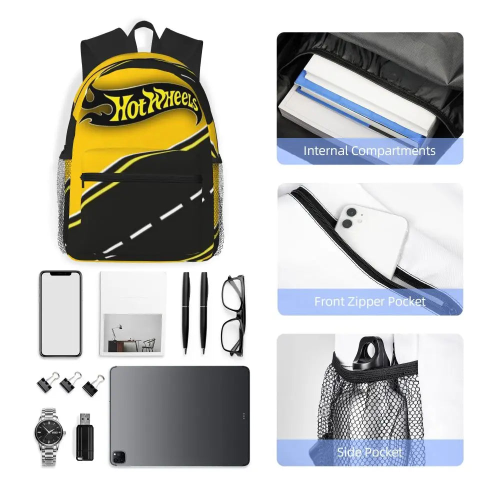 Hot Wheels Race Student Backpack School Bag Hiking Travel Daypack for Men Women Bookbag Shoulder Bags