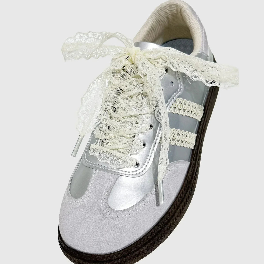 Lace Shoelaces for Women Casual Shoes 2.9CM Width Flat Shoelace for Sneakers Shoe Laces Accessorices Fancy Silk Shoelaces
