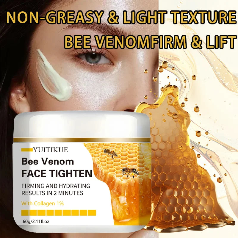 60g Bee Venom Face Tightening Cream With Collagen Vitamin E Hyaluronic Acid Hypoallergenic Deep Moisturizer For All Skin Types