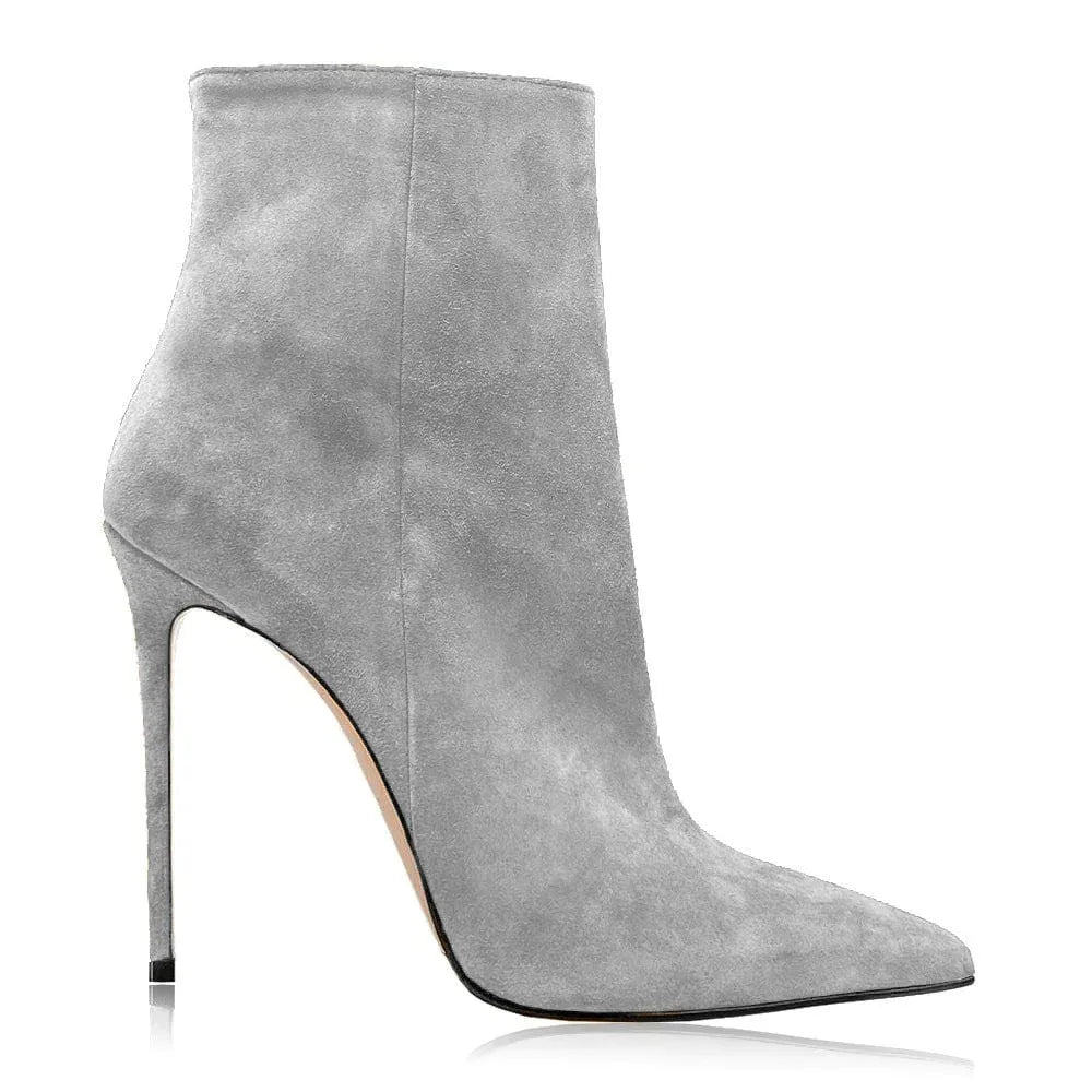 2025 Pointed High-heeled Short Boots Suede Fashion Runway Ladies Autumn and Winter 35-46 Plus Size Women Ankle Boots