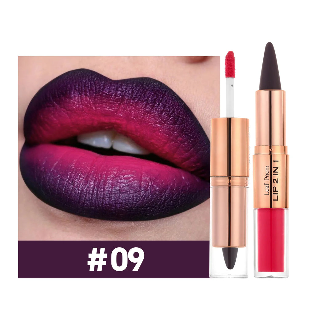 Tapered Gradient Lipliner Pen Black Brown Lip Gloss Matte Lip Liner Double Head Plumping Waterproof Lip Contour Non Stick Makeup