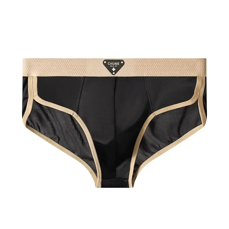 Men's Briefs Ice Silk Satin-like Briefs Men's Underpants Summer Breathable Quick Drying Panties Sexy U Pouch Underwear