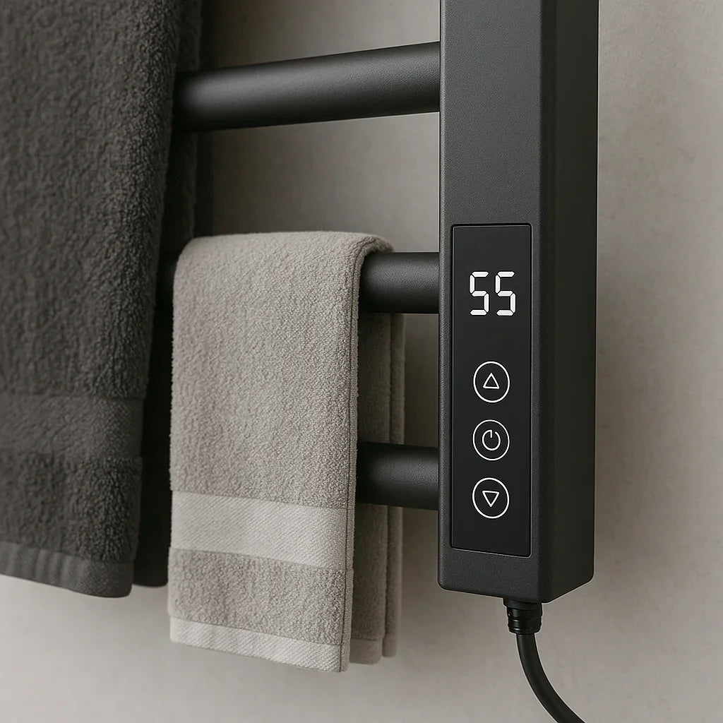 Single Towel Warmer Wall Rack 304 Stainless Steel Heated Towel Machine Black for Barber Hotel