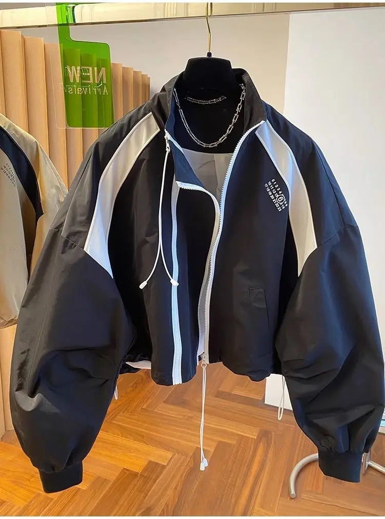 Spring Autumn Zipper Sweatshirt Men Bomber Jacket Cargo Coat Windbreaker Long Sleeve Outdoor Outerwear Black Men Clothing New