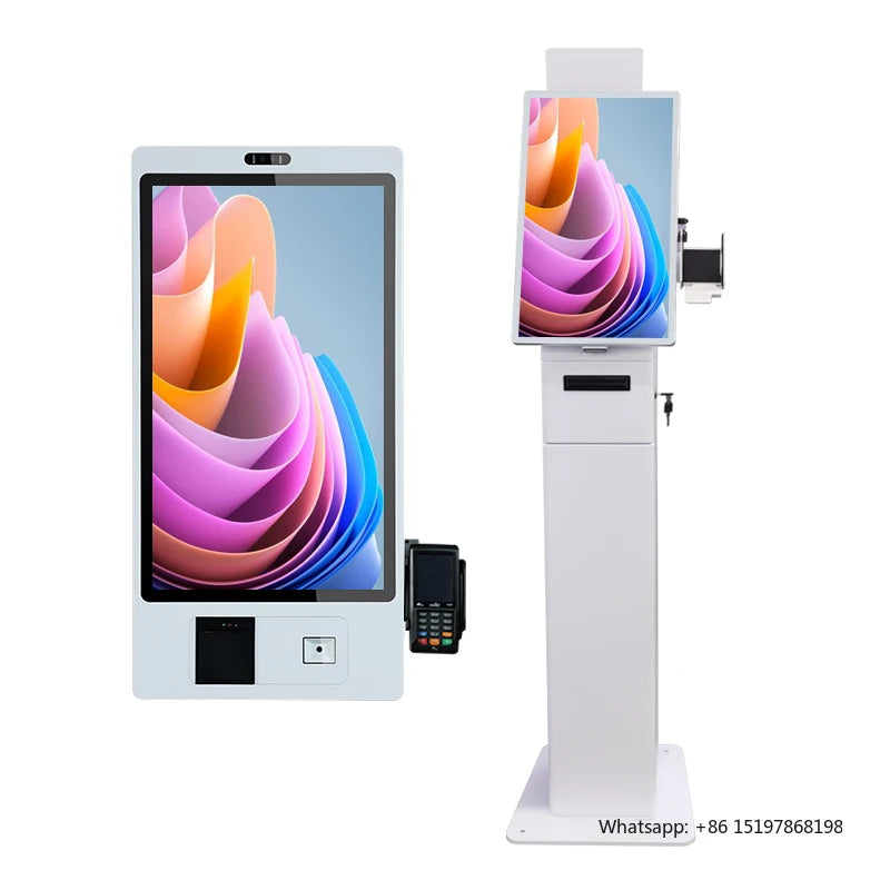 15.6 21.5 24 27 32 Inch Floor Standing/Wall Mounted Self-Service Payment Kiosk With QR Code Scanner 80mm Thermal Printer