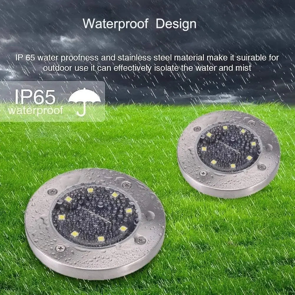 4 Pcs 8LED Solar Power Disk Light Outdoor Garden Solar Underground Light Deck Light Spotlight Buried Solar Led Lamp