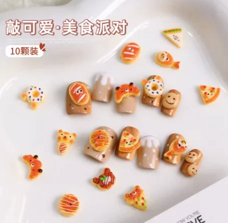 50pcs Kawaii Accessories Resin Nail Art Charms Cartoon Heart Nail Decorations Mixed Size Bulk Manicure Rhinestones Jewelry DIY