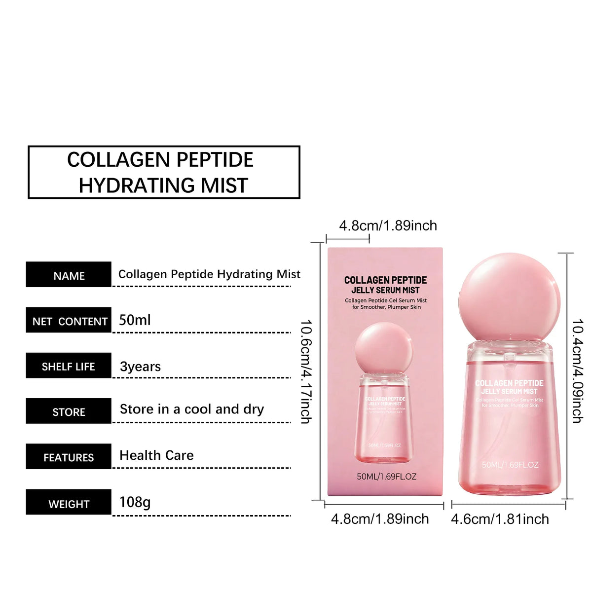 Collagen Peptide Jelly Mist Serum Moisturizing Facial Rejuvenation Refreshing Deep Hydration Face Care Firm Skin Plumping Serum