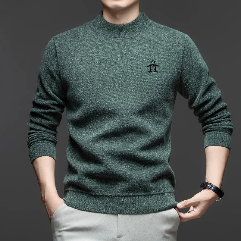 High Quality Hot Selling Autumn Winter Comfortable New Knitted Sweater Men's Personalized Brand Penguin Embroidery Warm Pullover