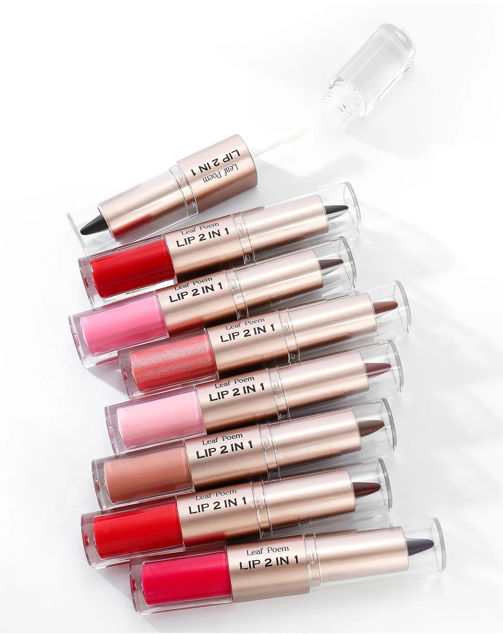 2 In 1 Dark Plum Pink Lip Makeup Matte Outline Lip Liner Mirror Plumping Lip Glaze Waterproof Lip Contour Non Stick Makeup
