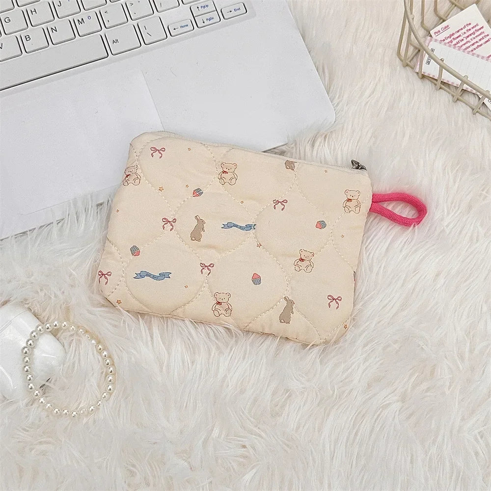 Women Mini Makeup Handbags Wallet Pouch Bag Cute Cartoon Small Travel Cosmetic Lipstick Earphone Card Portable Storage Bag Purse