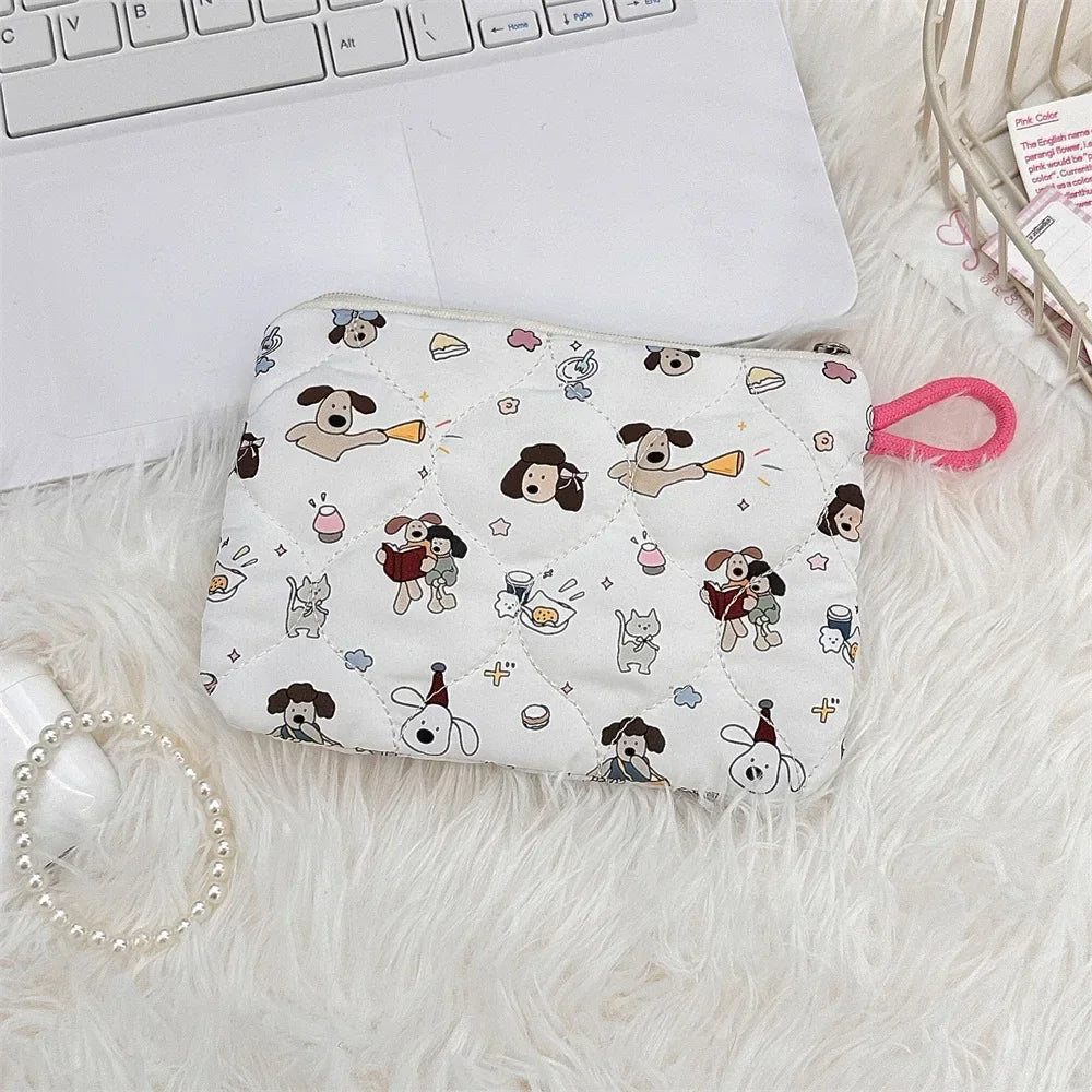 Women Mini Makeup Handbags Wallet Pouch Bag Cute Cartoon Small Travel Cosmetic Lipstick Earphone Card Portable Storage Bag Purse