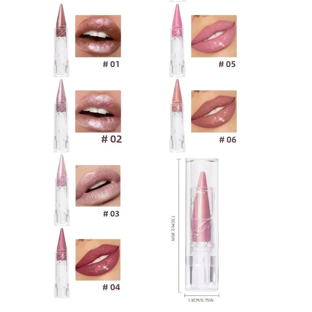 6Color Pearlescent Velvet Lipstick Pen Multipurpose Long-Lasting Moisturize Waterproof Brighten Glitter Lip Makeup Cosmetic Tool