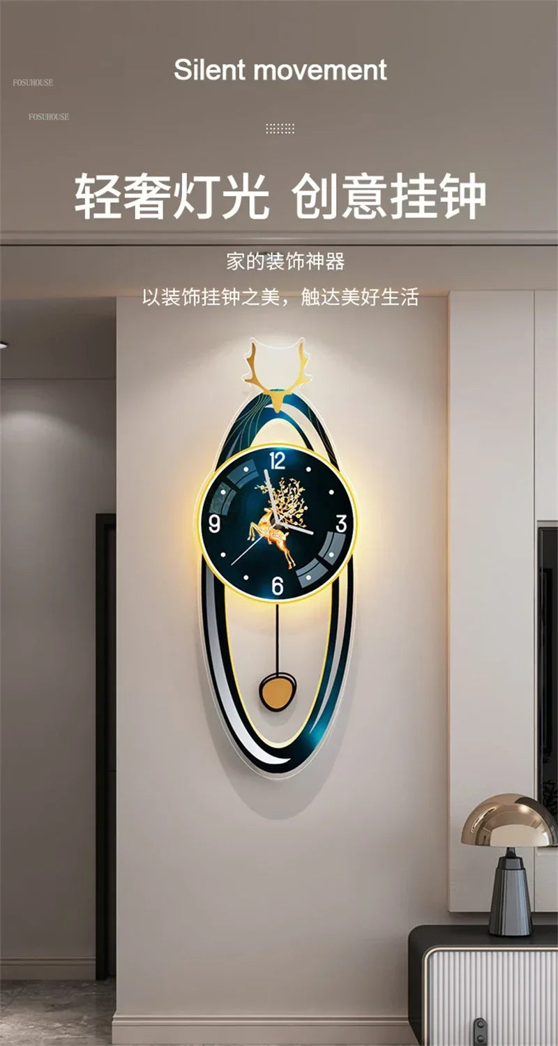 Light Luxury Wall Clocks Creative Home Decor Nordic Simple Living Room Home Wall Clock Luxury Designer Smart Models with Lights