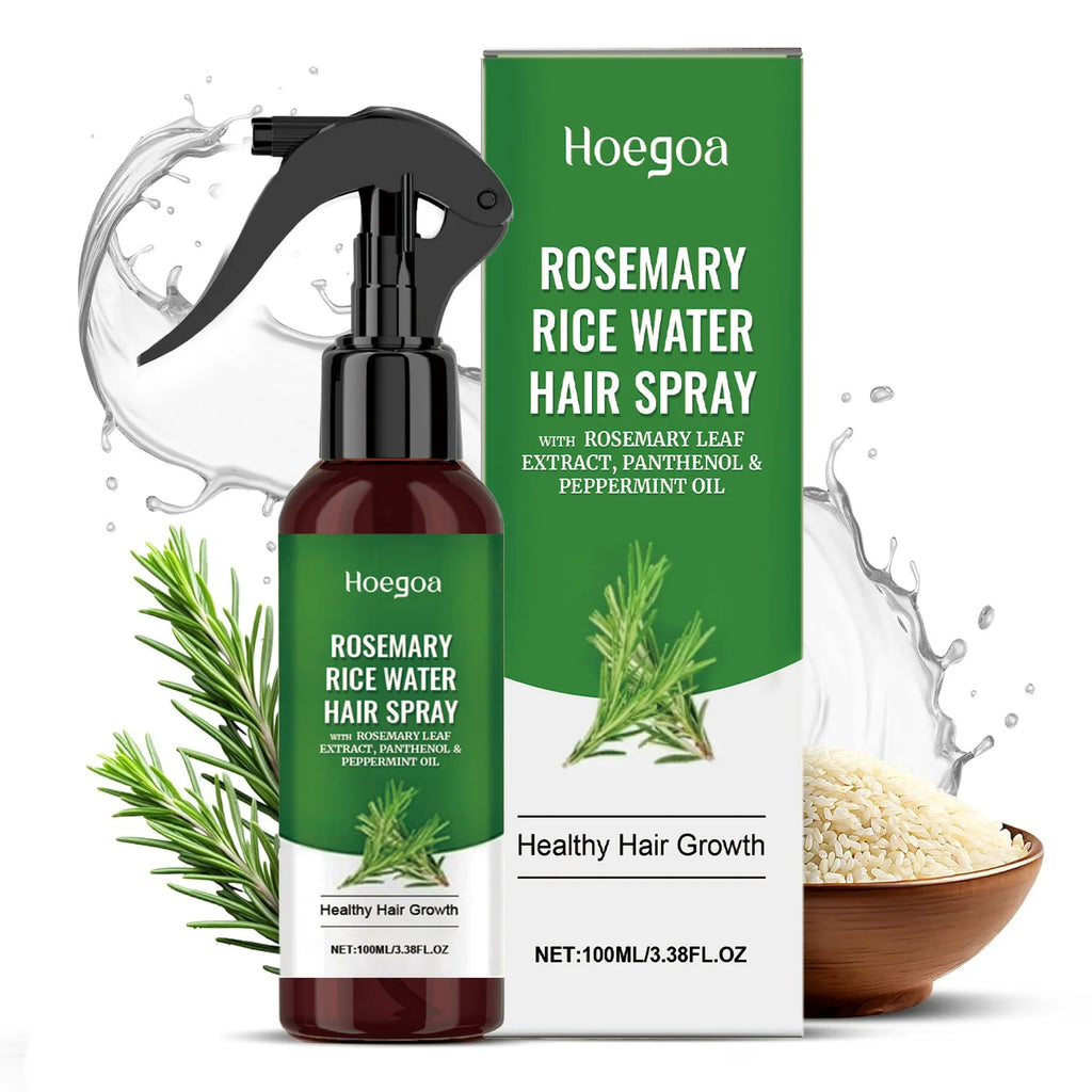Rosemary Rice Water Hair Growth Spray – Korean Scalp Nourishing & Hydrating Treatment for Thinning Dry Frizzy Hair Care 100ml
