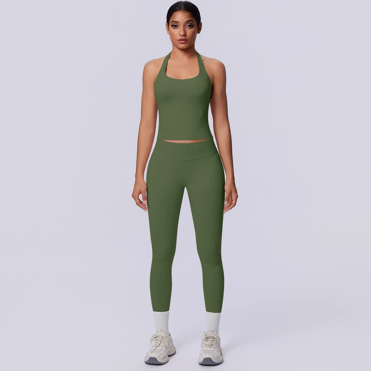 2PCS Woman Yoga Set Solid Color Sexy Fitness Top Summer Gym Workout High Stretch Female Pants Sports Fitness Clothing Yoga Set