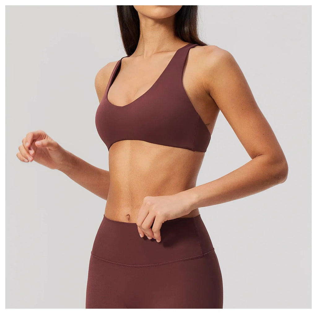NCLAGEN Sport Bra Women High Support Fitness Brushed Underwear Back Cross Gym Clothes Training Yoga Top Pilates Workout Tank