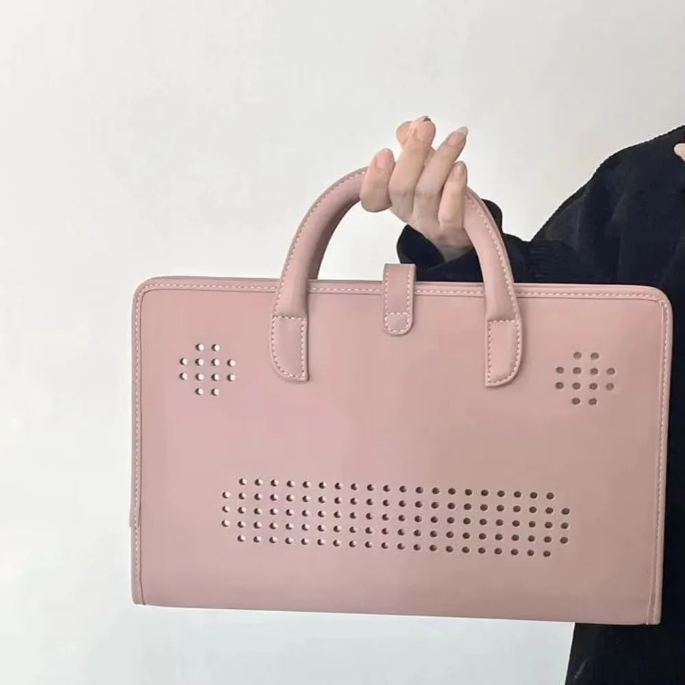 Laptop Handbag Pink Laptop Bag PU Fashion Laptop Sleeve Breathable Top-Handle Computer Protective Case for Girl
