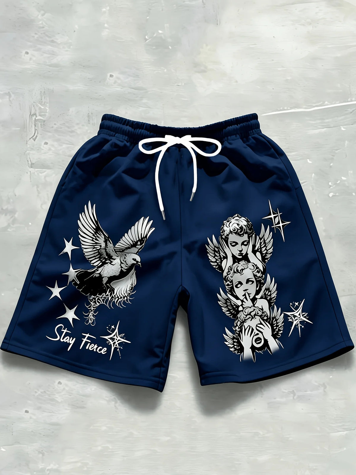 2026 Summer Best-selling Men's Short Pants Casual Sports Fashion Comfortable Soft Breathable Simple Angel Pattern Print